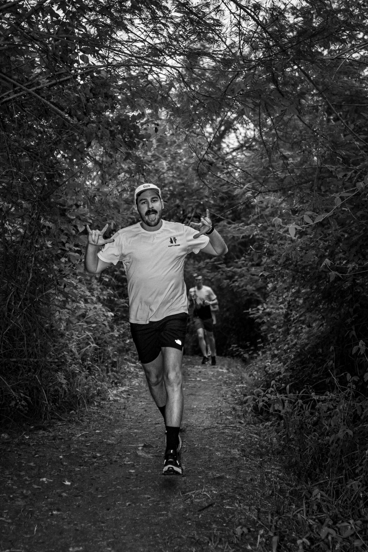 A Kiloeaters supporter having fun on a trail run